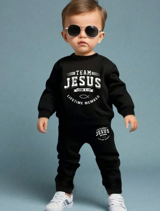 A. Team Jesus Kinder Set. Pullover und Hose